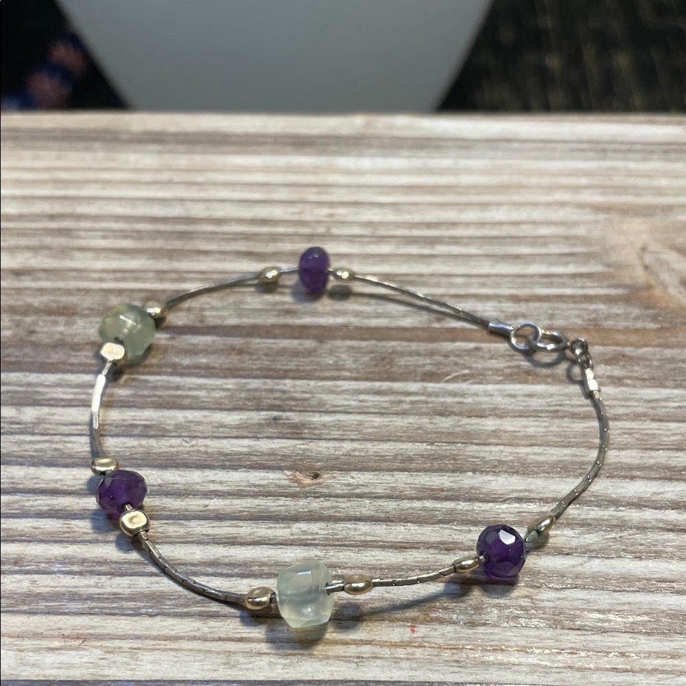 Elegant Purple and Gold Beaded Bracelet